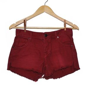 Free People Oxford Red Denim Shorts Size 25