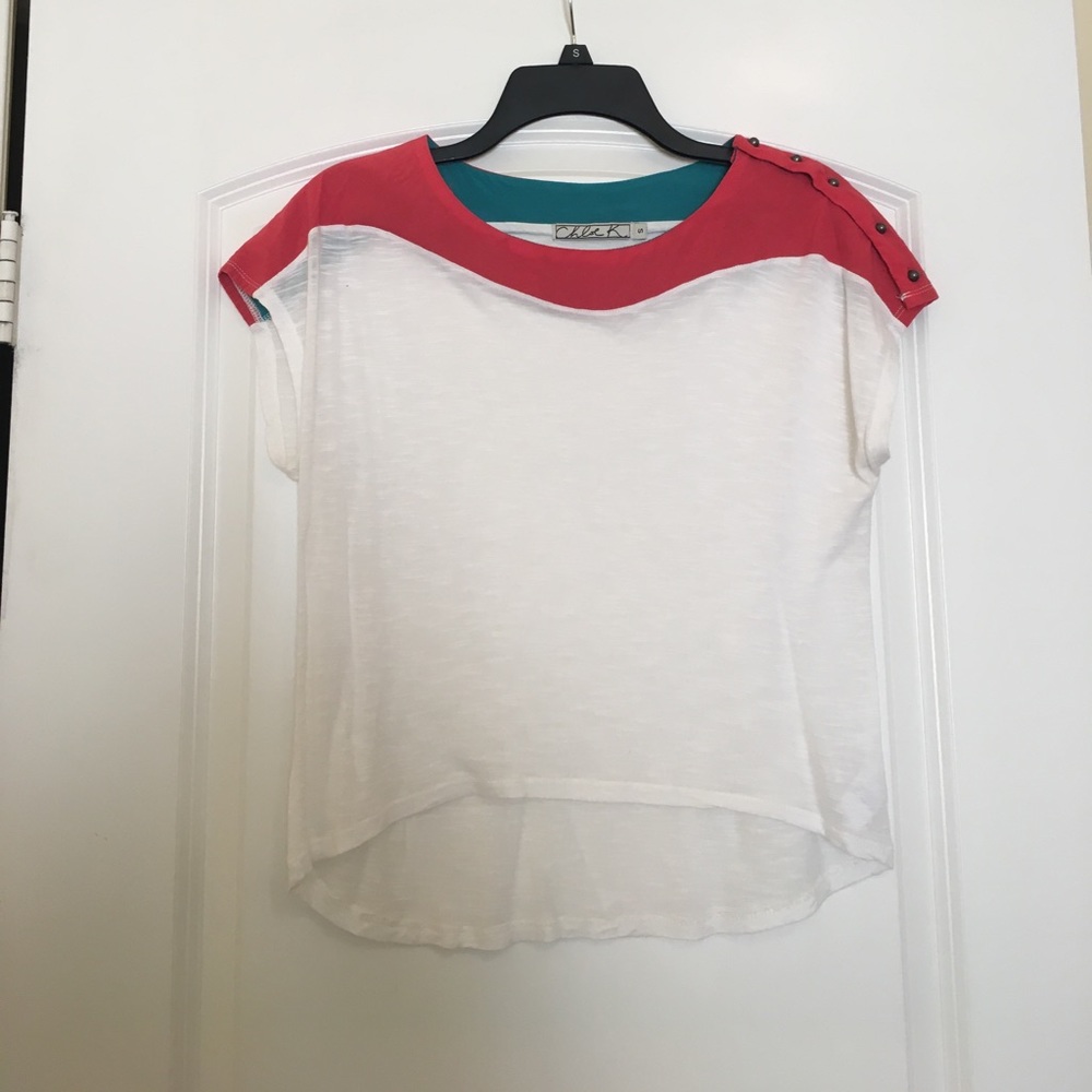 Pink and white top