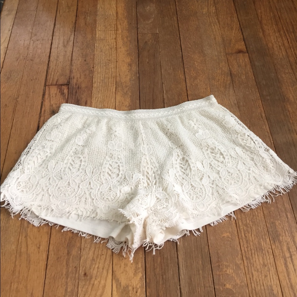 Off white lace shorts