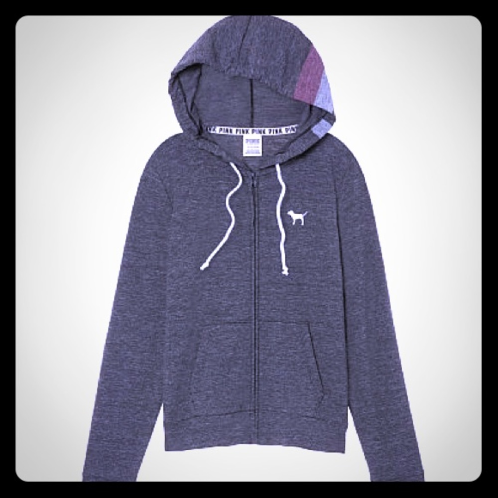 NWT VS PINK dark grey full zip hoodie