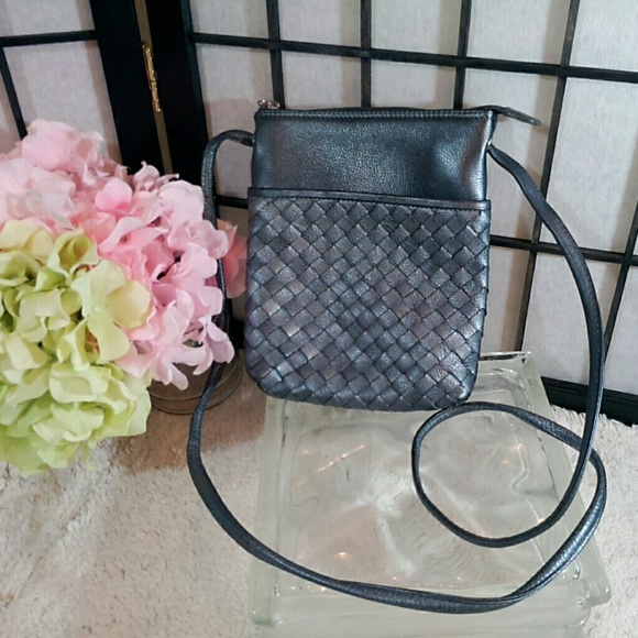 Handbags - Free w/purchase Gray metallic leather crossbody
