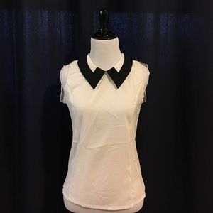 Black & White Collar Sleeveless Top