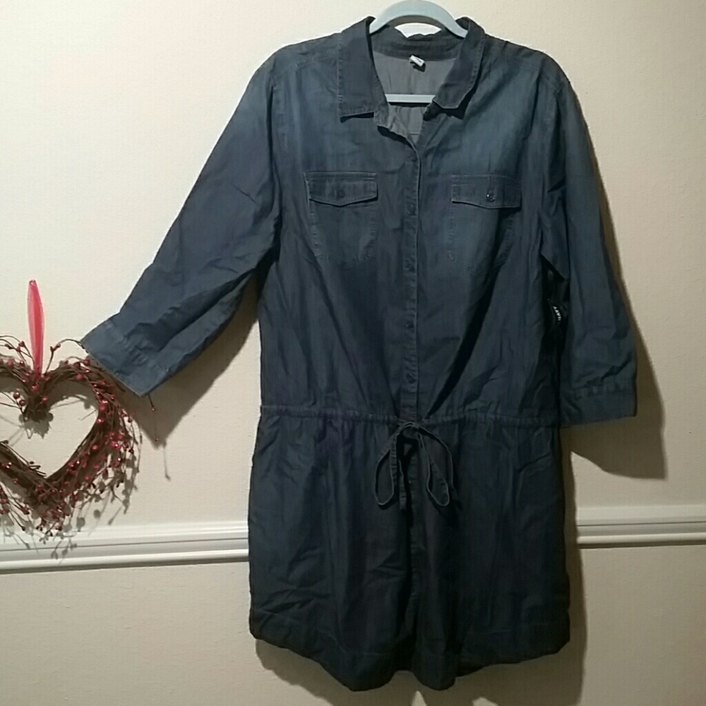 Denim dress with 3/4 sleeves