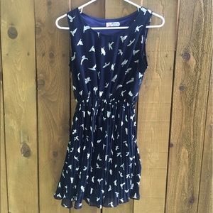 Navy blue dress with white birds
