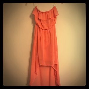 Coral high low dress