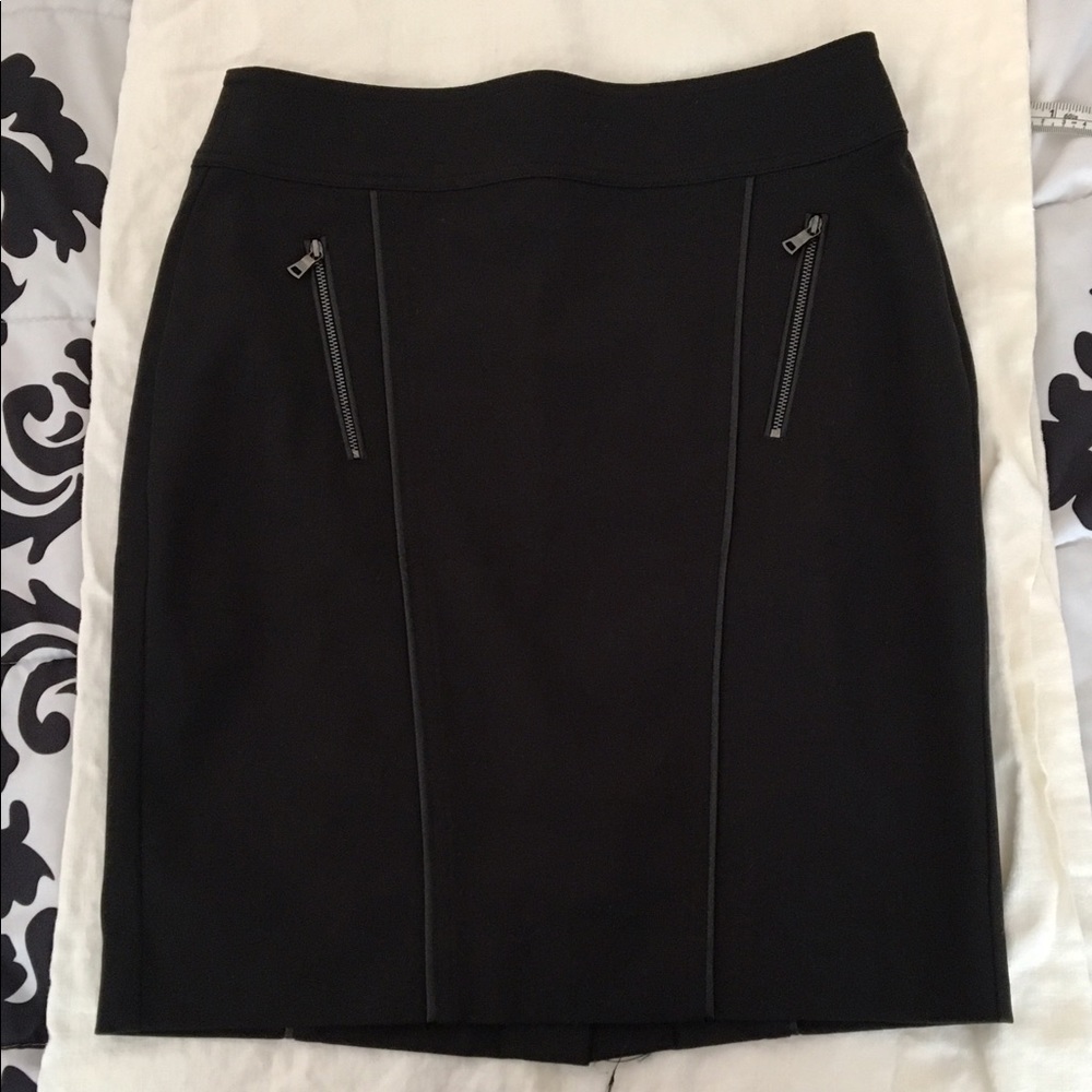 Ann Taylor: Pencil Skirt with Faux Leather Trim