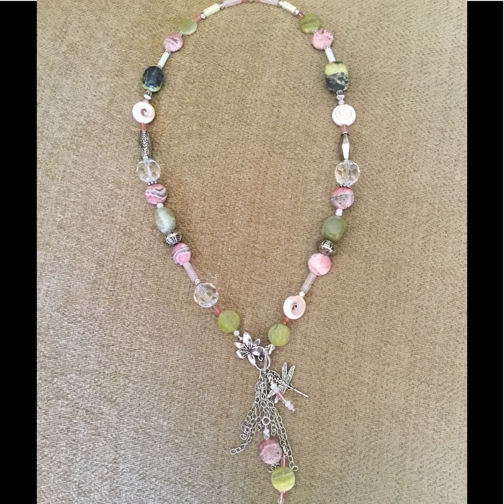 Fabulous beaded long necklace with front closure