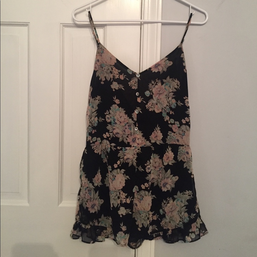 Honey Punch black floral romper