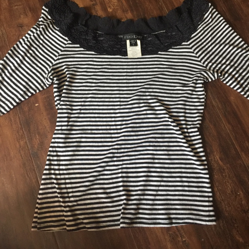 bebe scoop neck/off the shoulder top- L