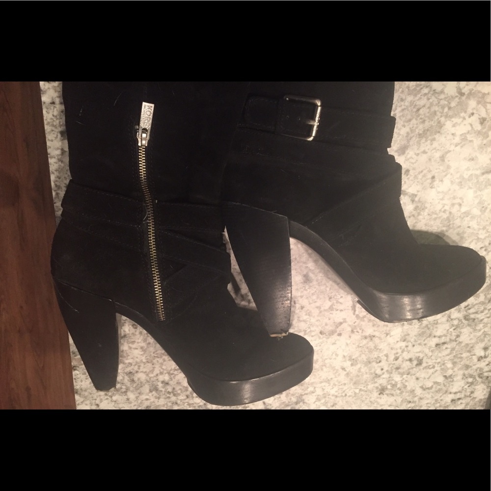 MK Zanzia Black Suede over the knee Boots