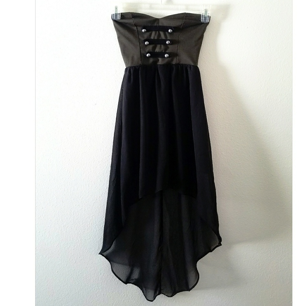 Army Green strapless dress
