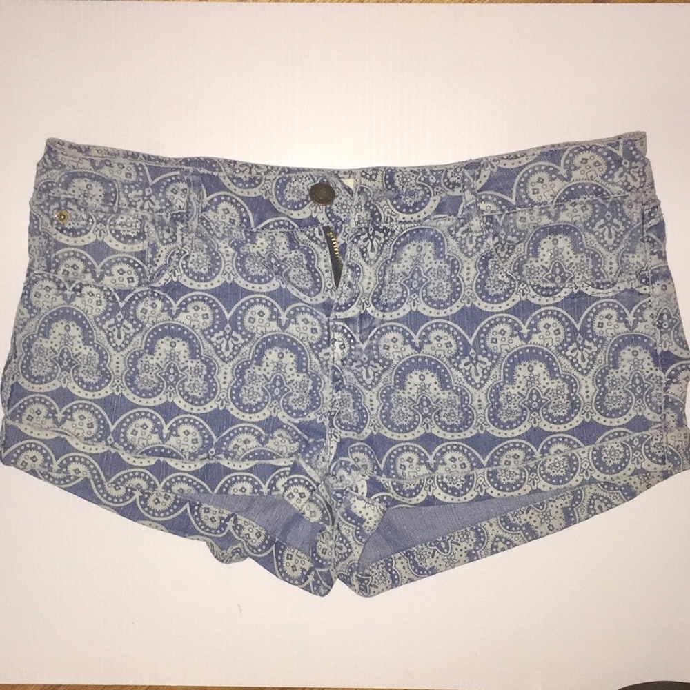 High Rise printed jean shorts