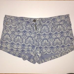 High Rise printed jean shorts