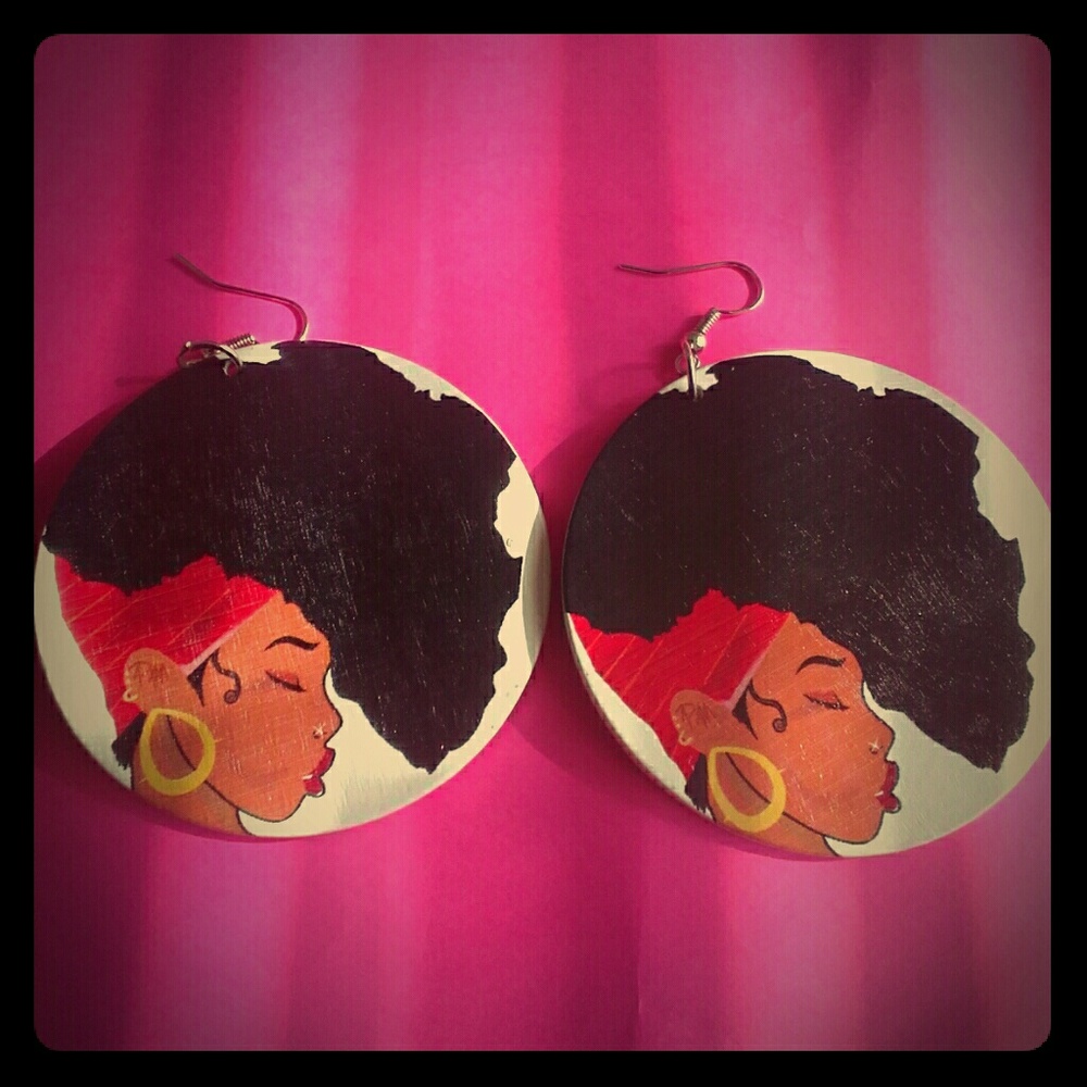 Beautiful Lady Africa Wooden Earrings
