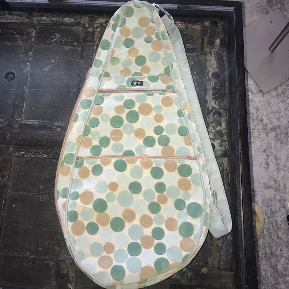 Custom polka dot tennis bag with 2 outer pockets