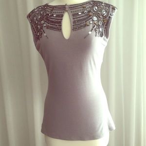 Light grey embellished top