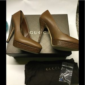 Gucci Guccissima  Leather Pumps Brown Cognac