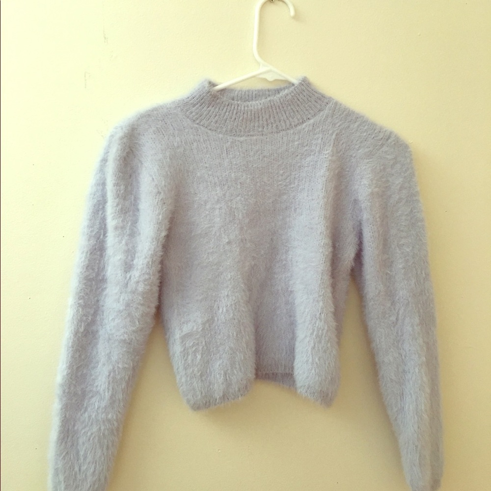 New Fuzzy crop turtleneck sweater