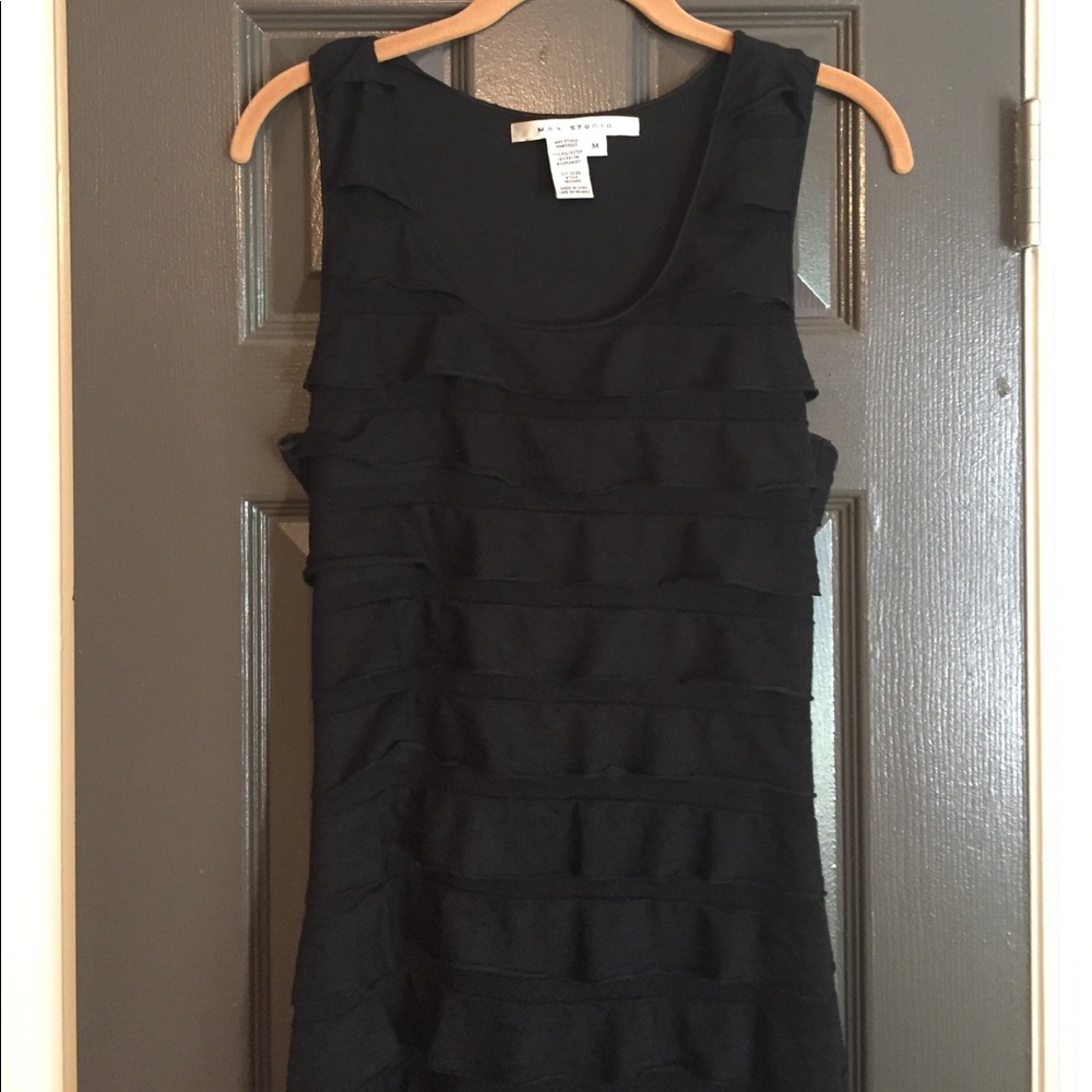 Max Studio Black Ruffle Maxi Dress