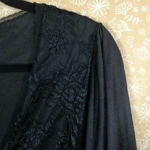Black Vintage Robe with Lace