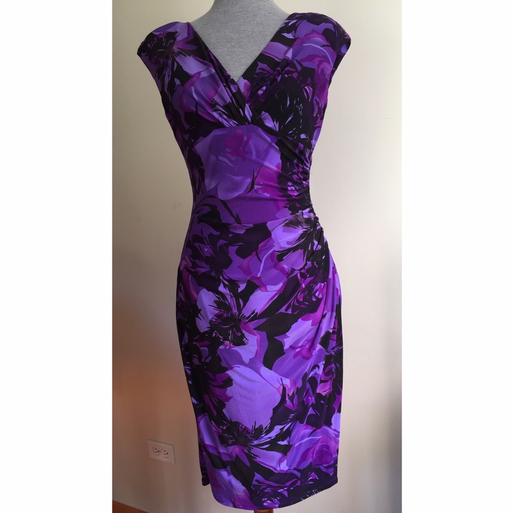 Ralph Lauren Purple faux wrap Floral Dress Sz 6