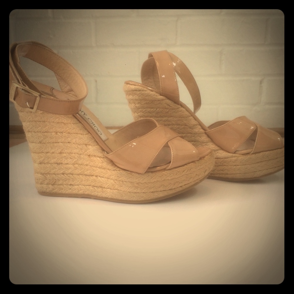 Nude Patent Ankle Wrap Espadrilles