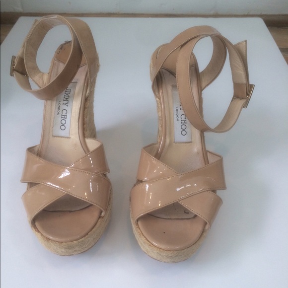 Nude Patent Ankle Wrap Espadrilles - Picture 2 of 5