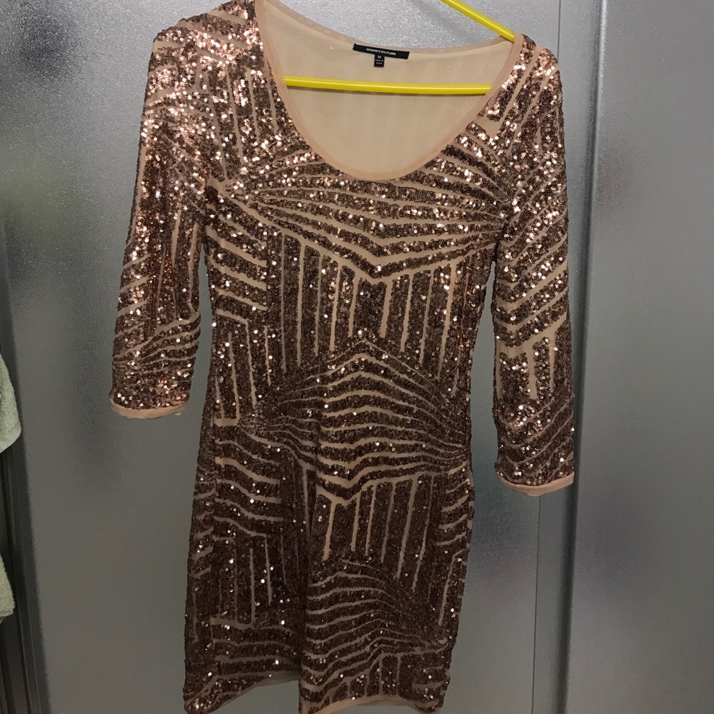 Rose gold sequin dress