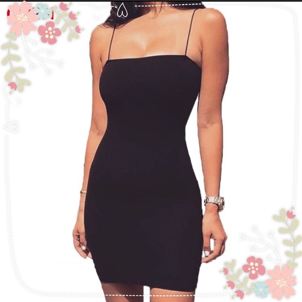 ✨ONE LEFT✨Spaghetti Strap Little Black Mini Dress - Picture 2 of 8