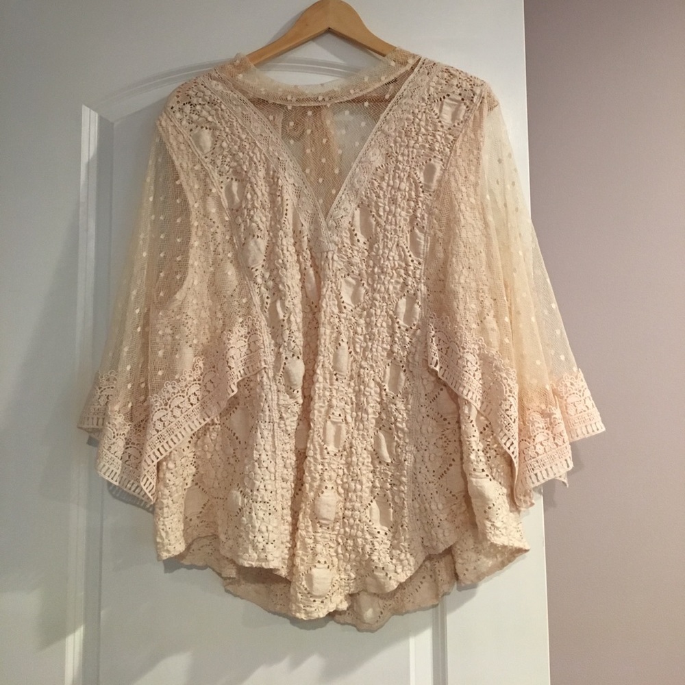 Free People Cream Lace Top