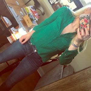 Textured Green Anthropologie Top