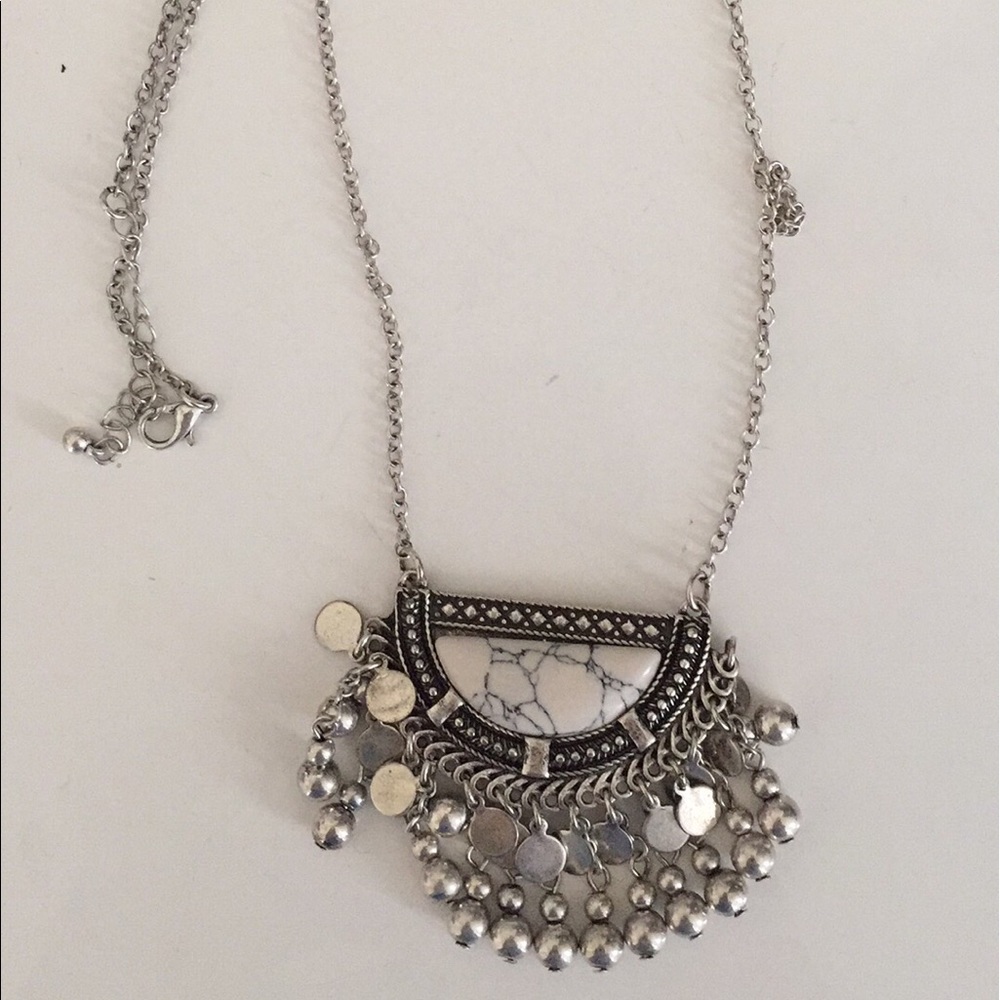 Marble Pendant Long Necklace