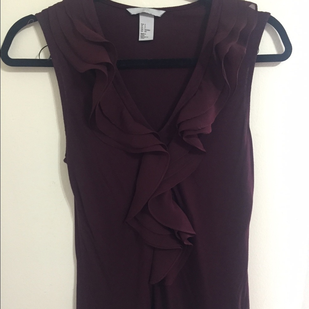 Burgundy ruffle top