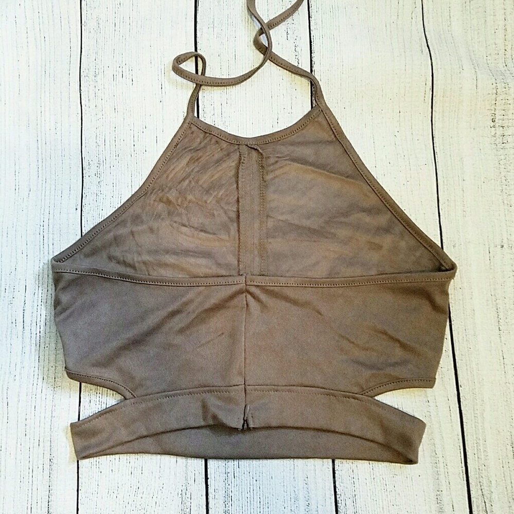 Suede Halter Crop Top - Picture 3 of 7