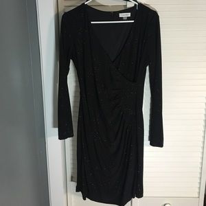 long sleeve black sparkled dress