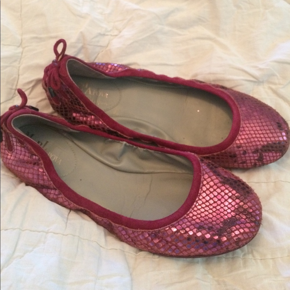 Shiny pink Maria Sharipova Cole Haan ballet flat