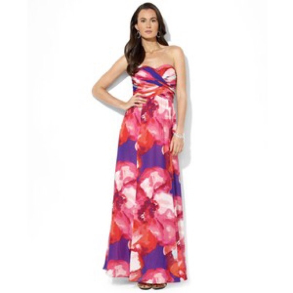 Ralph Lauren Pink Floral Evening Gown