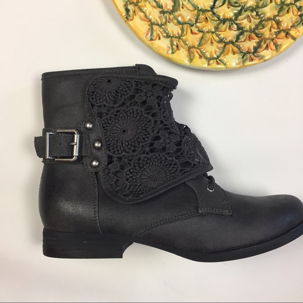 Grey short boots BRAND NEW with lace doily cover
