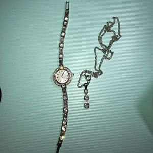 Bulova matching watch and necklace