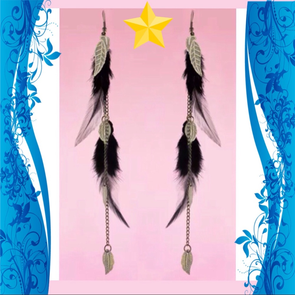 7" Long Feather Earrings