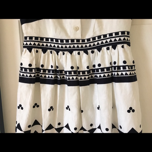 J.Crew women Linen & Cotton Dress White Black Size 12 - Picture 3 of 4
