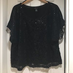 Boxy Torrid See through front sequin shirt Size 1