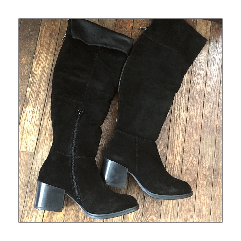 Steve Madden Black Suede Over The Knee Boots - Picture 6 of 7