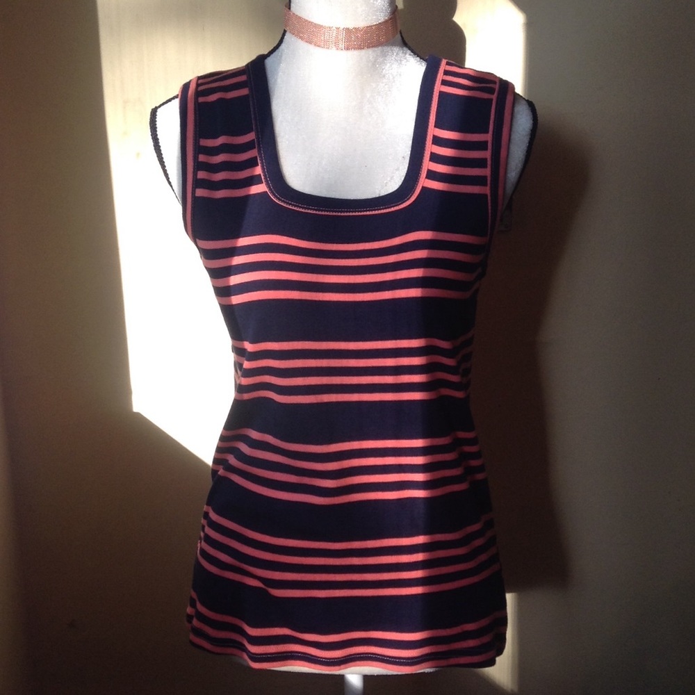 Summer Coral Striped Tank Top