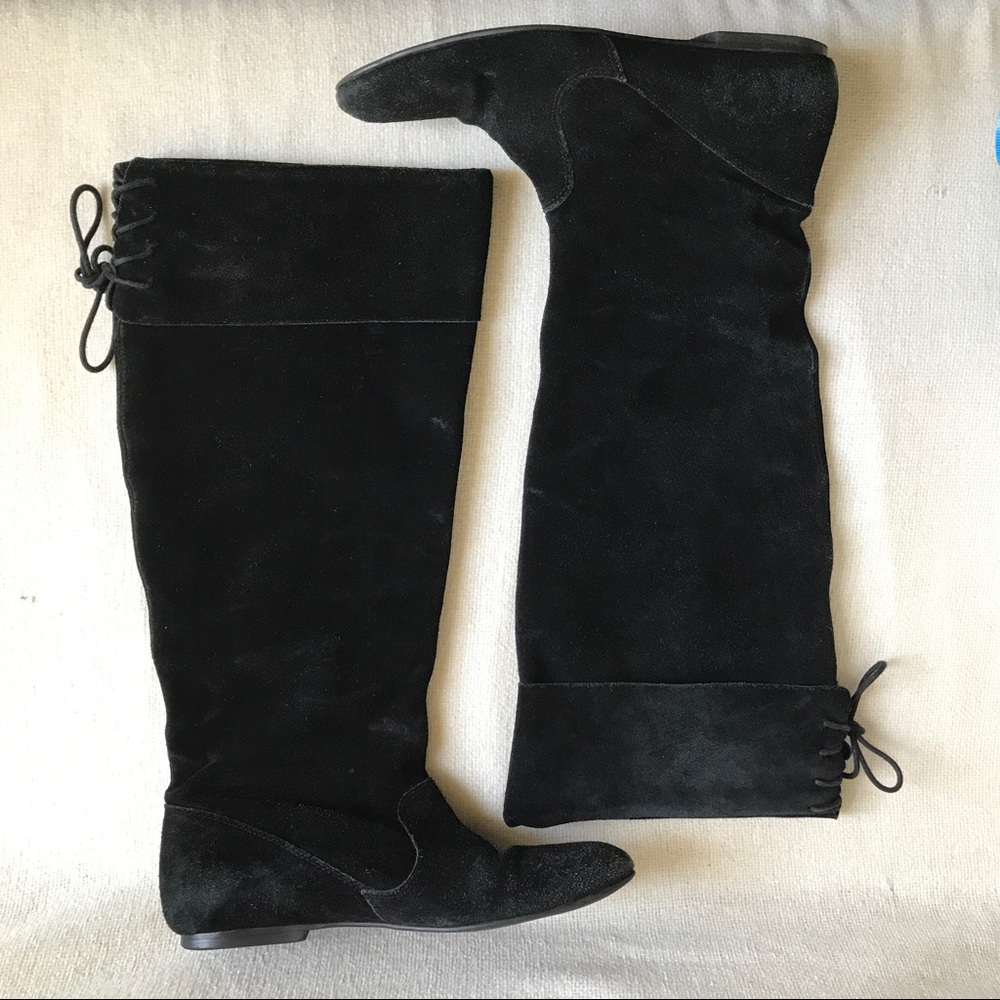 *SOLD* Steve Madden Black Suede Slouchy Flat Boots - Picture 3 of 8