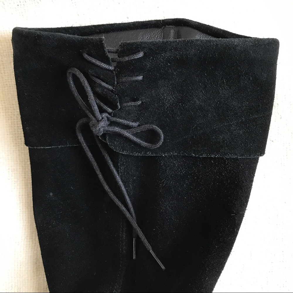 *SOLD* Steve Madden Black Suede Slouchy Flat Boots - Picture 4 of 8