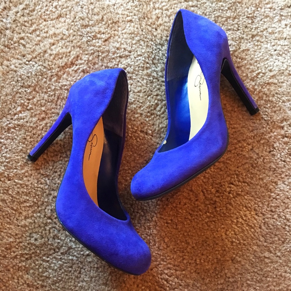Jessica Simpson Royal Blue Suede Heels Size 7.5