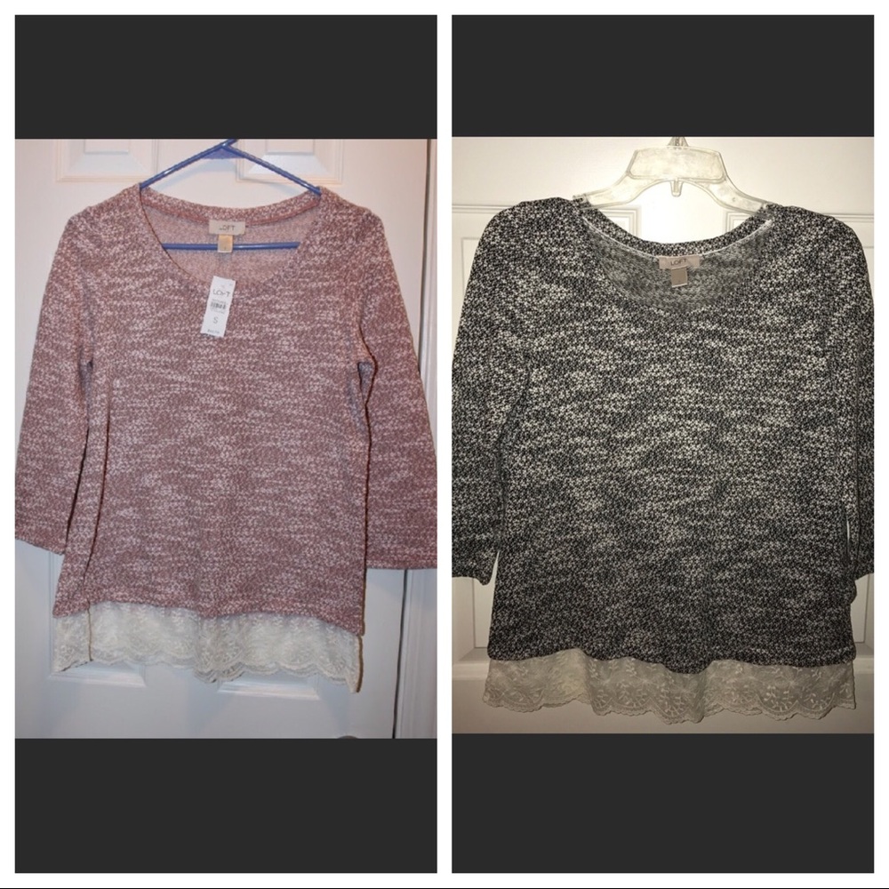 2 LOFT Lace Trimmed Sweater