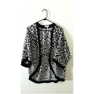 Black and white electric kimono