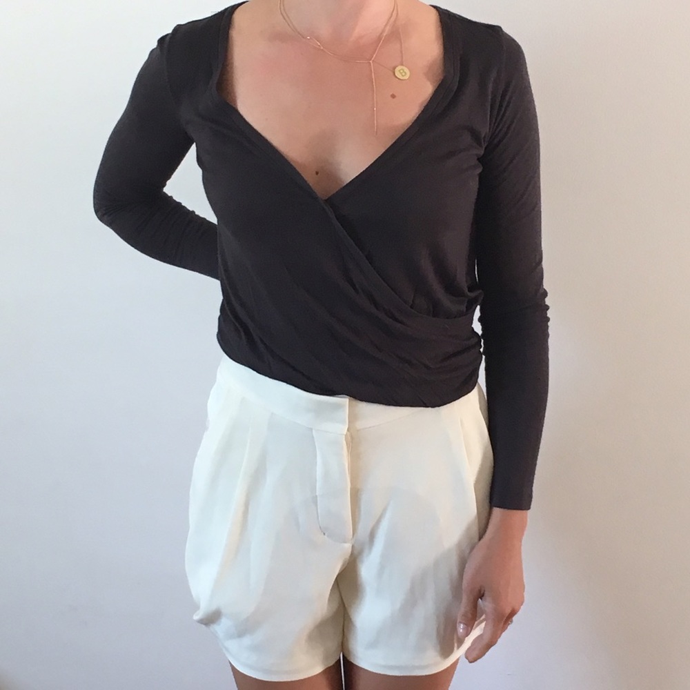 Ivory silk shorts